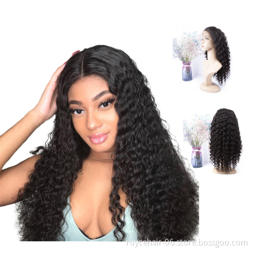 Brazilian Mink Virgin Human Hair Deep Wave Curly Semi half wig HD Lace Front Braided Long Wigs with Baby Hair